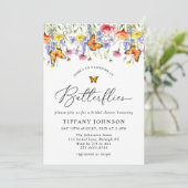 キュートワイルドフラワーズバタフライフローラブライダルシャワー 招待状 (スタンド正面)