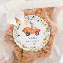 キュートワイルドフラワーバニーラビットイースター誕生日 ラウンドシール