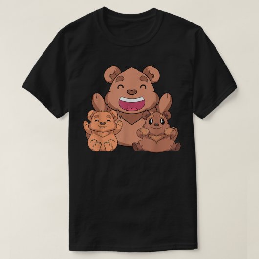 キュートワイルドライフベアファミリー野生生物動物愛好家Gr Tシャツ (デザイン正面)