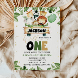 キュートワイルドワンサファリアニマルズ誕生日招待状 招待状