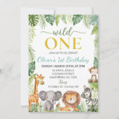 キュートワイルドワンサファリアニマルズ誕生日招待状 招待状 (正面)