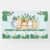 キュートワイルドワンジャングルサファリアニマル誕生日 横断幕 (横)