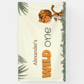 キュートワイルドワンジャングルサファリグリーン誕生日 横断幕 (縦)