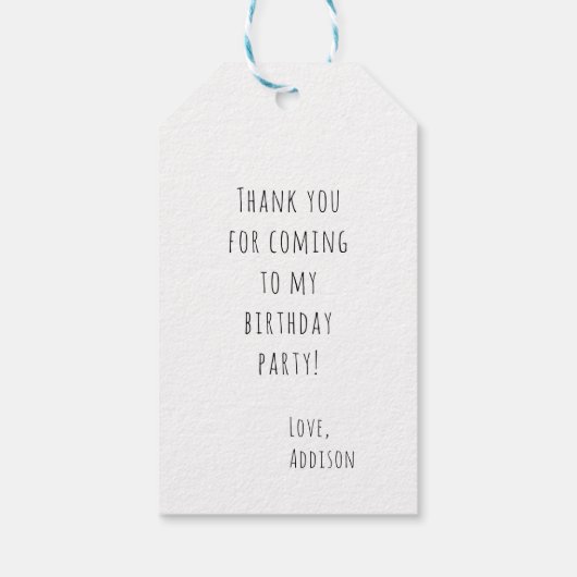 キュートワイルドワンファースト誕生日タイガー白黒 ギフトタグ (裏面)