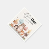 キュートワイルドワンフォレストウッドランドアニマルズ誕生日 スタンダードカクテルナプキン (角)