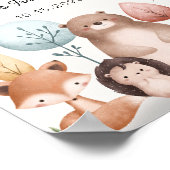 キュートワイルドワンフォレストウッドランドアニマルズ誕生日 ポスター (角)