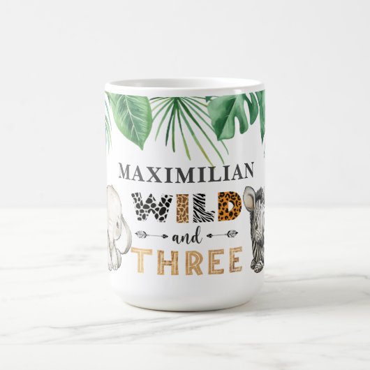 キュートワイルド&スリーサファリアニマル誕生日 コーヒーマグカップ (中央)