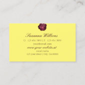 キュートワインレッドローズプレーン黄シンプル色 名刺 (裏面)