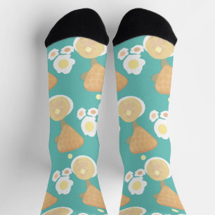 キュートワッフルパンケーキエッグブレックファーストビュッフェパーティー ソックス