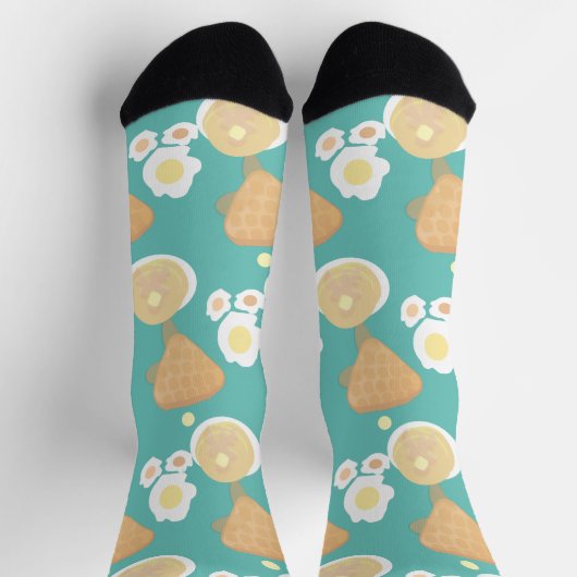 キュートワッフルパンケーキエッグブレックファーストビュッフェパーティー ソックス (上部)