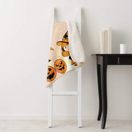 キュートワンダリングリトルウィッチジャックコーブタイポグラフィ シェルパブランケット (インサイチュ)