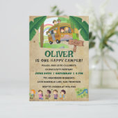 キュートワンハッピーキャンパー誕生日 招待状 (スタンド正面)