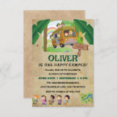 キュートワンハッピーキャンパー誕生日 招待状 (正面/裏面)