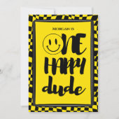 キュートワンハッピーダードボーイズファースト市松模様に誕生日 招待状 (正面)