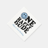 キュートワンハッピードブルーハッピーデイズ顔1st Birthday スタンダードカクテルナプキン (角)