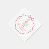 キュートワン間抜けグースピンクボウファースト誕生日 スタンダードカクテルナプキン (角)