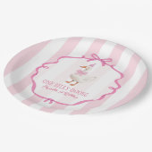 キュートワン間抜けグースピンクボウファースト誕生日 ペーパープレート (アングル)