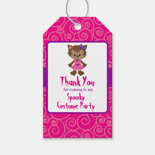 キュートワーウルフガールハローウィンパーティ ギフトタグ (正面)