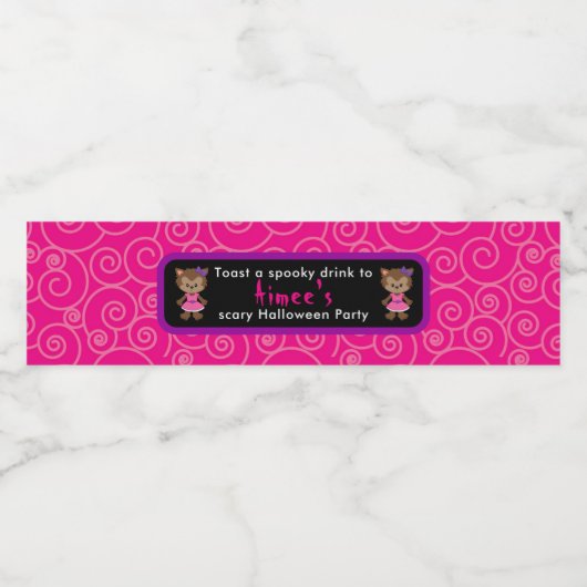 キュートワーウルフガールハローウィンパーティ ペットボトルラベル (シングルラベル)