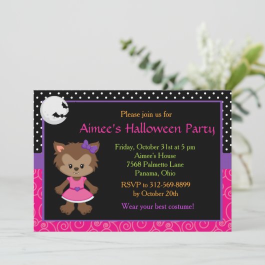 キュートワーウルフガールハローウィンパーティ 招待状 (スタンド正面)