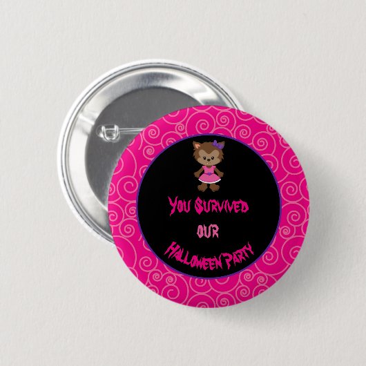 キュートワーウルフガールハローウィンパーティ 缶バッジ (正面&裏面)