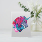 キュートヴァイオレット魔法ユニコーンファンタジーイラストレーション ポストカード (スタンド正面)