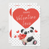 キュートヴァレンティーンズデイカードベビーパンダハート シーズンカード (正面/裏面)