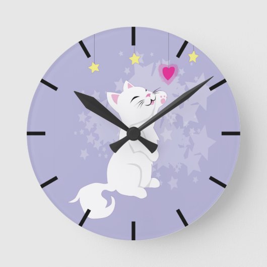 キュートヴァレンティーンズデイ子猫 ラウンド壁時計 (正面)