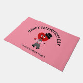 キュートヴァレンティーンズデイ赤いハートピンクモノグラム ドアマット (アングル)