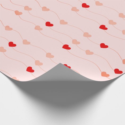 キュートヴァレンティーンズデイ赤面ピンク赤いハート ラッピングペーパー (角)