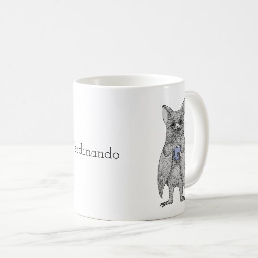 キュートヴァンパイアこうもりwithコーヒーおもしろい名前をカスタムする コーヒーマグカップ (正面右)
