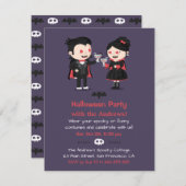 キュートヴァンパイアカップルハローウィンパーティ招待状 招待状 (正面/裏面)