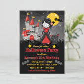 キュートヴァンパイアガールアンドキャッスルハロウィーン誕生日 招待状 (スタンド正面)