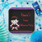 キュートヴァンパイアガールハローウィンパーティ ペーパープレート (パーティー)