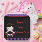 キュートヴァンパイアガールハローウィンパーティ ペーパープレート (パーティー)