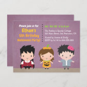 キュートヴァンパイアパンプキンゾンビキッズハローウィンパーティ 招待状 (正面/裏面)