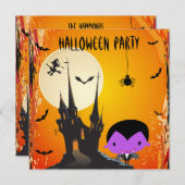 キュートヴァンパイア&キャッスルハローウィンパーティ招待状 招待状 (正面/裏面)