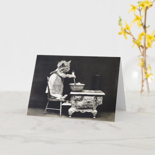 キュートヴィンテージおもしろいキッテンベーキングと料理 カード (黄色い花)