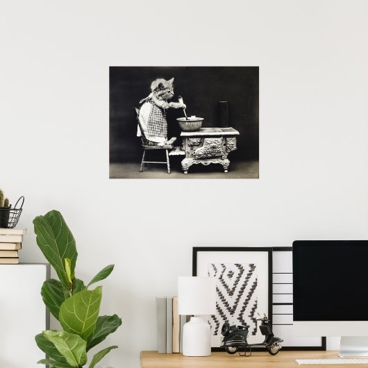 キュートヴィンテージおもしろいキッテンベーキングと料理 ポスター (ホームオフィス)