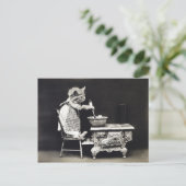 キュートヴィンテージおもしろいキッテンベーキングと料理 ポストカード (スタンド正面)