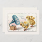 キュートヴィンテージイースターチックスと蓄音機 シーズンカード (正面/裏面)