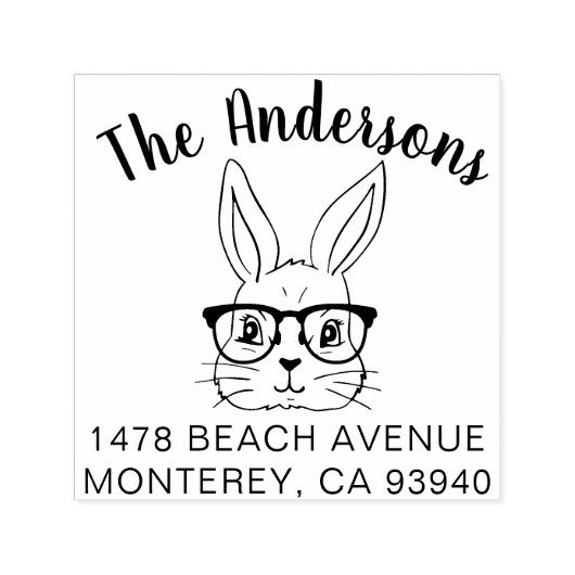 キュートヴィンテージイースターバニー差出人住所 セルフインキングスタンプ (デザイン)