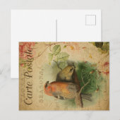 キュートヴィンテージエフエマゴスビークバードフランスのフローラ ポストカード (正面/裏面)