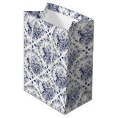 キュートヴィンテージオランダウィンドミルセーロボートデルフトブルー ミディアムペーパーバッグ (正面アングル)