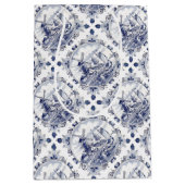 キュートヴィンテージオランダウィンドミルセーロボートデルフトブルー ミディアムペーパーバッグ (正面)