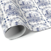 キュートヴィンテージオランダウィンドミルセーロボートデルフトブルー ラッピングペーパー (ロールコーナー)