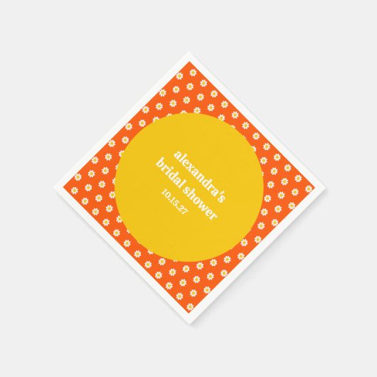 キュートヴィンテージオレンジデイジーブライダルシャワーカスタム スタンダードカクテルナプキン (角)