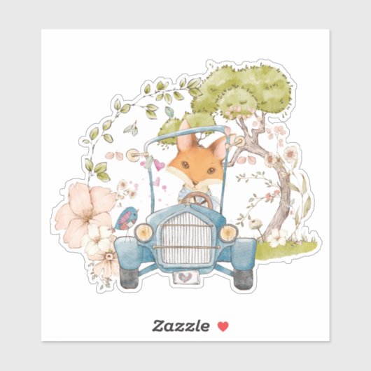 キュートヴィンテージキツネ植物学花模様男の赤ちゃん シール (シート)