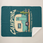 キュートヴィンテージキャンパーアンドキャンプ引用文 シェルパブランケット (正面(横))