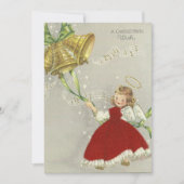 キュートヴィンテージクリスマスエンジェルリングや輪ベル シーズンカード (正面)